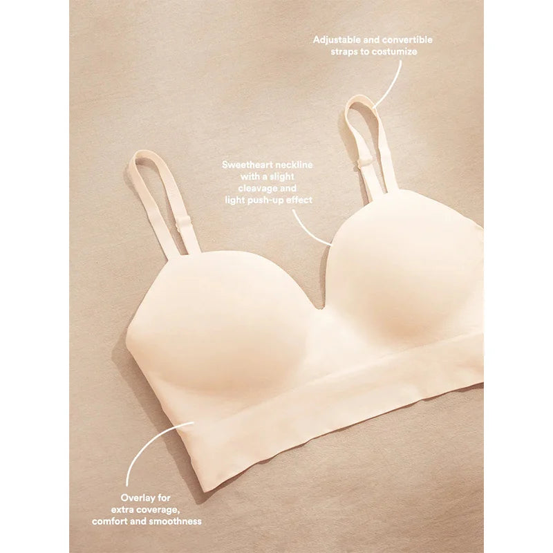 Women'S Sexy Body Shaping plus Size Fixed Cup Bra Supporting Traceless Underwear Comfortable Gather-Up Wireless Bra